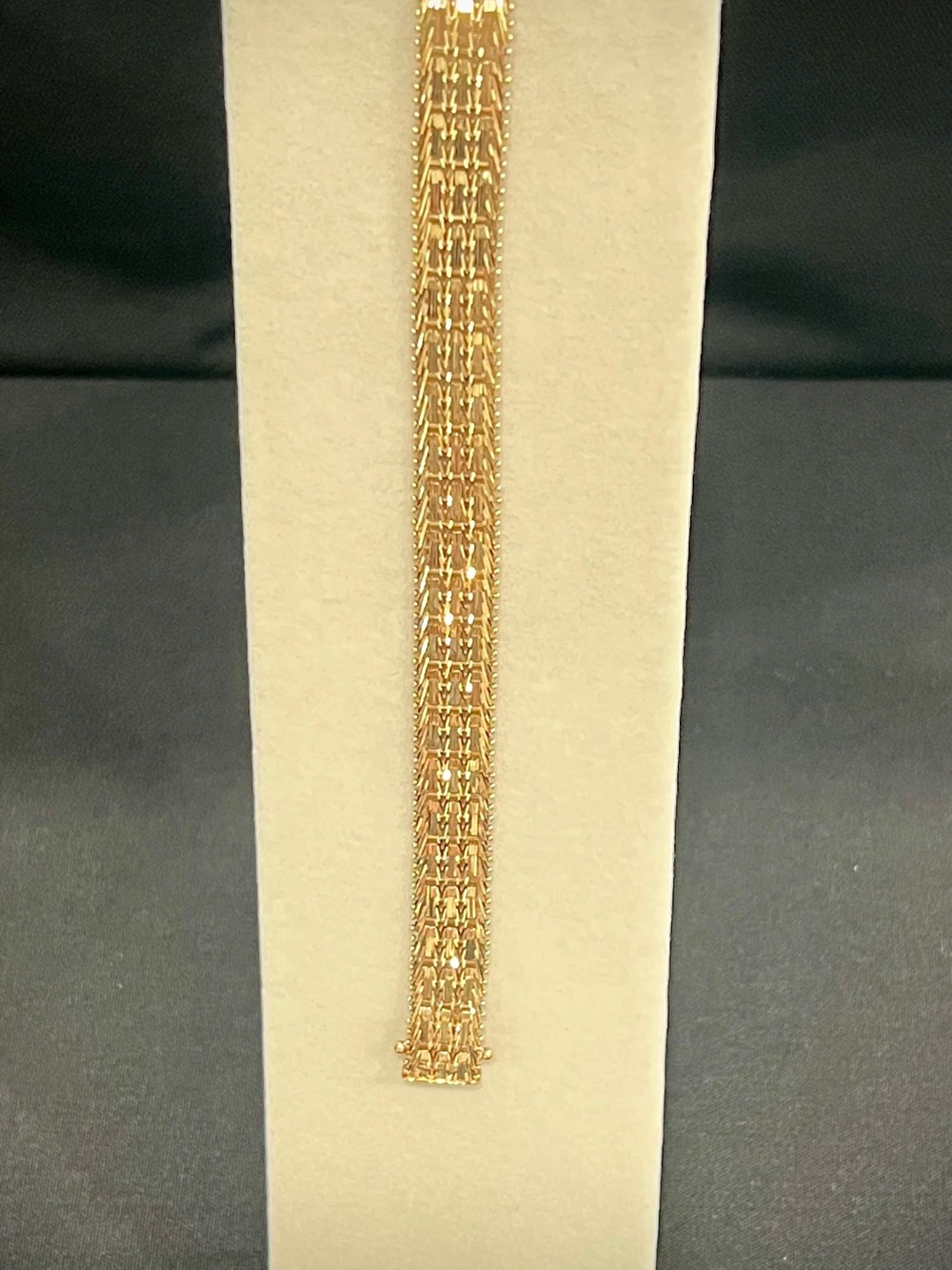 14K Imperial Gold Vintage 8in 13mm wide 26g Mirror-Bar Link bracelet Women/Men - Picture 4 of 13